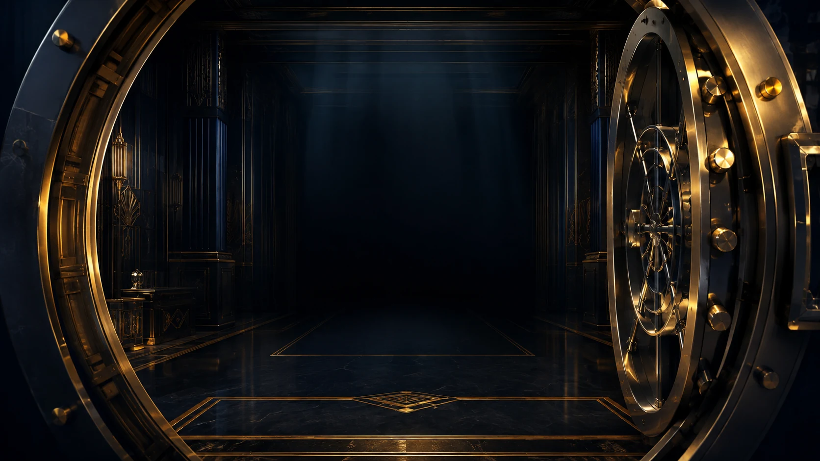 A golden vault illuminated in midnight blue